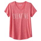 Girls Plus Size Mudd&reg; V-neck Graphic Tee, Girl's, Size: 16 1/2, Med Red
