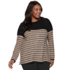 Plus Size Croft & Barrow&reg; Seed-stitch Color Block Crewneck Sweater, Women's, Size: 4xl, Beige Over