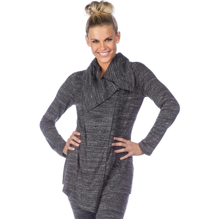 Women's Pl Movement By Pink Lotus Shawl Collar Wrap Cardigan, Size: Medium, Silver