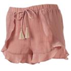 Juniors' Unionbay Ruffle Soft Shorts, Teens, Size: Large, Brt Pink