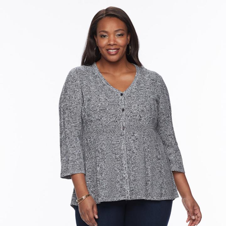 Plus Size Croft & Barrow&reg; Textured Swing Cardigan, Women's, Size: 2xl, Black
