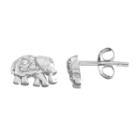 Journee Collection Sterling Silver Cubic Zirconia Elephant Stud Earrings, Women's, White
