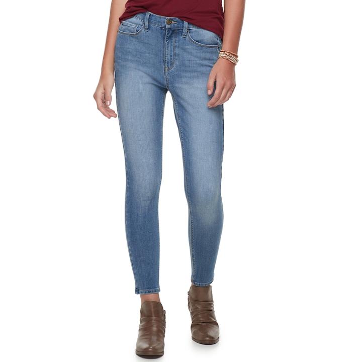 Juniors' Mudd&reg; High-waisted 4-way Stretch Ankle Jeggings, Teens, Size: 13, Blue