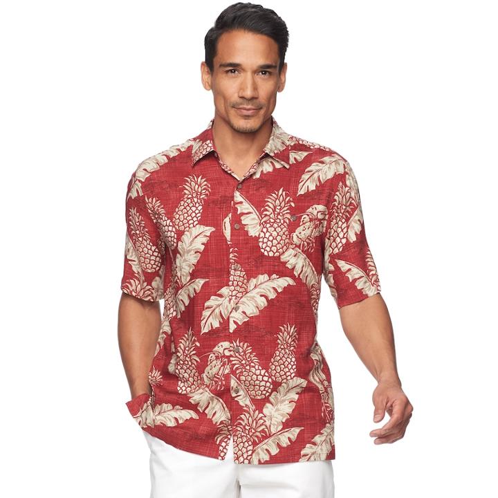 Men's Batik Bay Classic-fit Tropical Soft Touch Pocket Button-down Shirt, Size: Small, Med Red