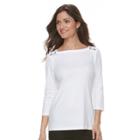 Women's Croft & Barrow&reg; Button-shoulder Top, Size: Large, White