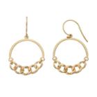 14k Gold Curb Chain Hoop Earrings, Women's, Yellow