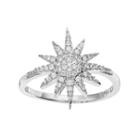 Fleur Silver Tone Cubic Zirconia Starburst Ring, Women's, Size: 7, Grey