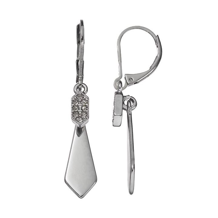 Simply Vera Vera Wang Geometric Silver Tone Drop Earrings, Women's, Black