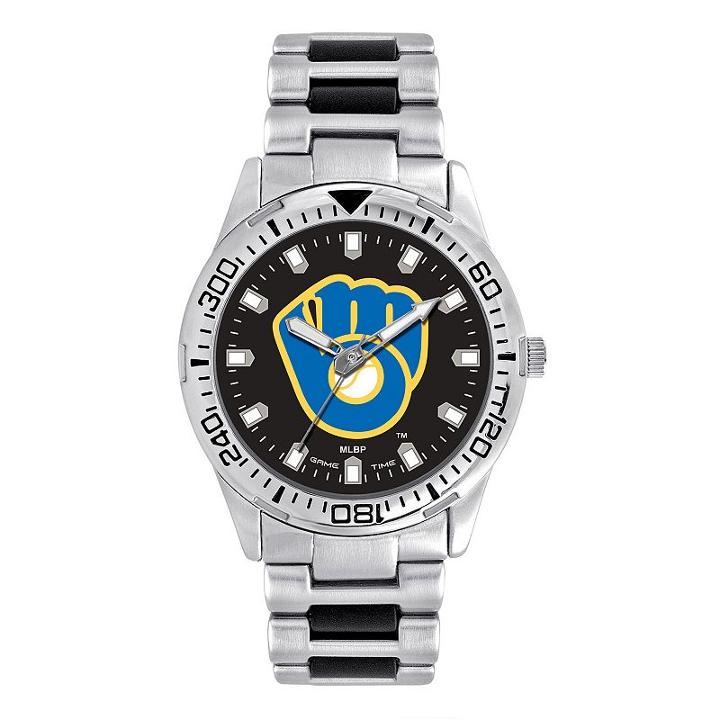 Men's Game Time Milwaukee Brewers Heavy Hitter Watch, Silver