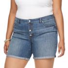 Plus Size Jennifer Cuffed Boyfriend Shorts, Women's, Size: 24 W, Med Blue