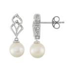 Simply Vera Vera Wang Sterling Silver Freshwater Cultured Pearl & Diamond Accent Drop Earrings, Women's, White