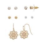 Lc Lauren Conrad Filigree Flower Nickel Free Earring Set, Women's, Gold