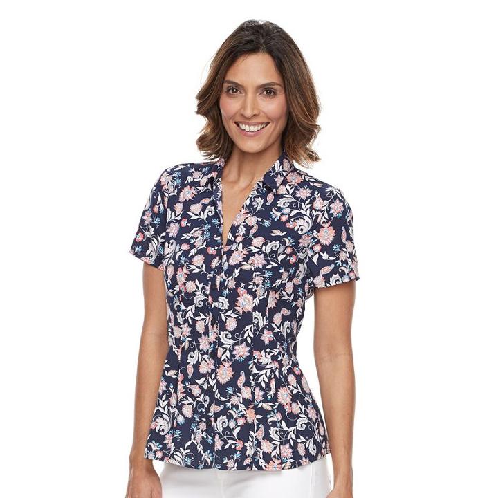 Women's Dana Buchman Release-pleat Blouse, Size: Large, Light Pink
