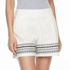 Petite Apt. 9&reg; Embroidered Linen Blend Shorts, Women's, Size: Xs Petite, White