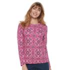 Women's Croft & Barrow&reg; Crewneck Tee, Size: Large, Dark Pink