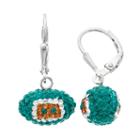 Miami Dolphins Crystal Sterling Silver Football Drop Earrings, Women's, Multicolor