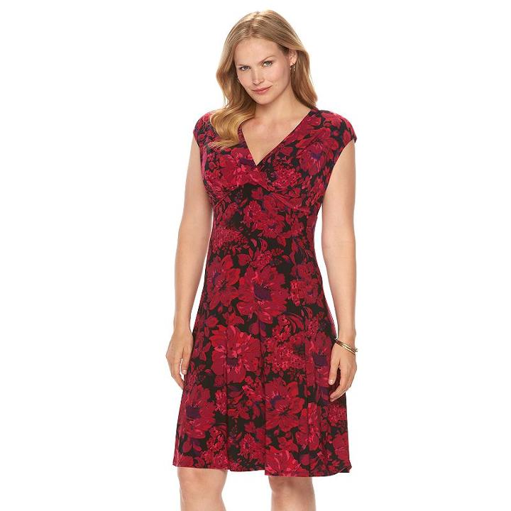 Plus Size Chaps Floral Empire Dress, Women's, Size: 22 W, Black