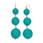 Thread Wrapped Graduated Ball Nickel Free Drop Earrings, Women's, Turq/aqua
