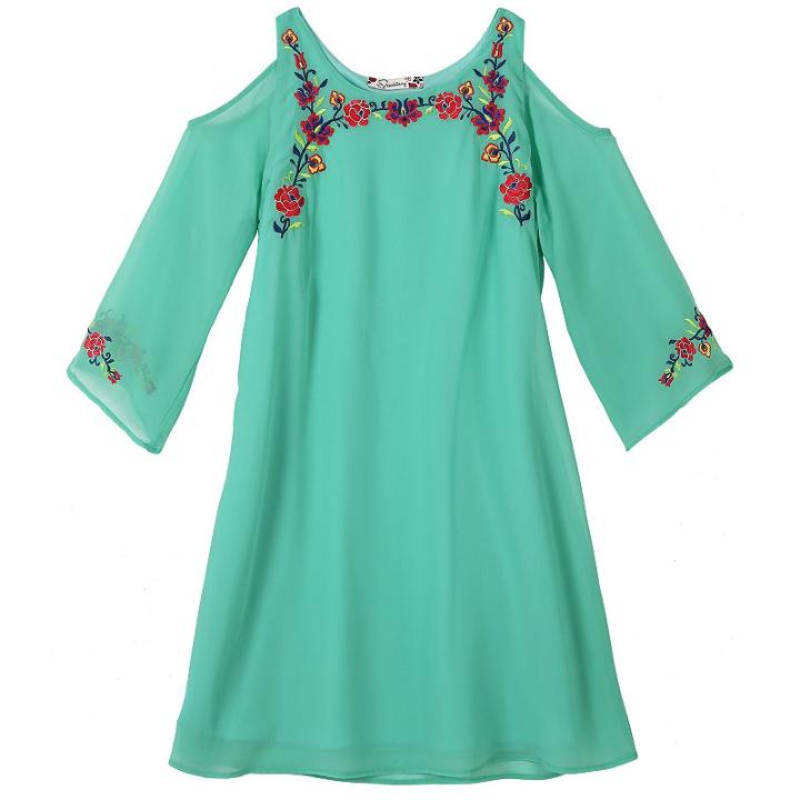 Girls 7-16 Speechless Embroidered Chiffon Cold Shoulder Dress, Girl's, Size: 10, Green Oth