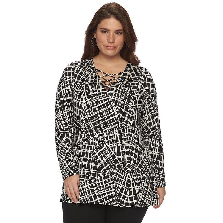 Plus Size Apt. 9&reg; Lace-up Sweater, Women's, Size: 2xl, Black