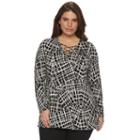Plus Size Apt. 9&reg; Lace-up Sweater, Women's, Size: 2xl, Black