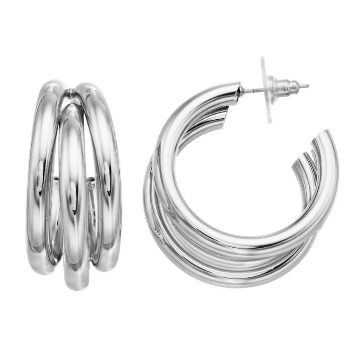 Jennifer Lopez Nickel Free Layered Hoop Earrings, Women's, Silver