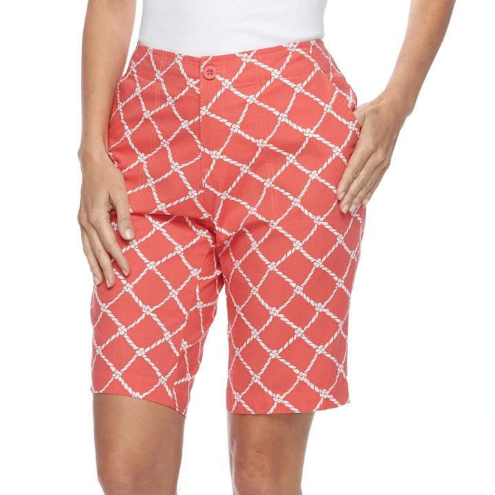 Women's Caribbean Joe Print Skimmer Shorts, Size: 6, Light Red