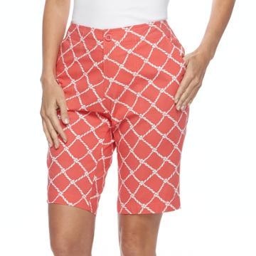 Women's Caribbean Joe Print Skimmer Shorts, Size: 6, Light Red