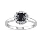 Lovemark 10k White Gold 1 Carat T.w. Black & White Diamond Halo Engagement Ring, Women's, Size: 5