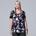 Plus Size Simply Vera Vera Wang Printed V-neck Tee, Women's, Size: 0x, Oxford