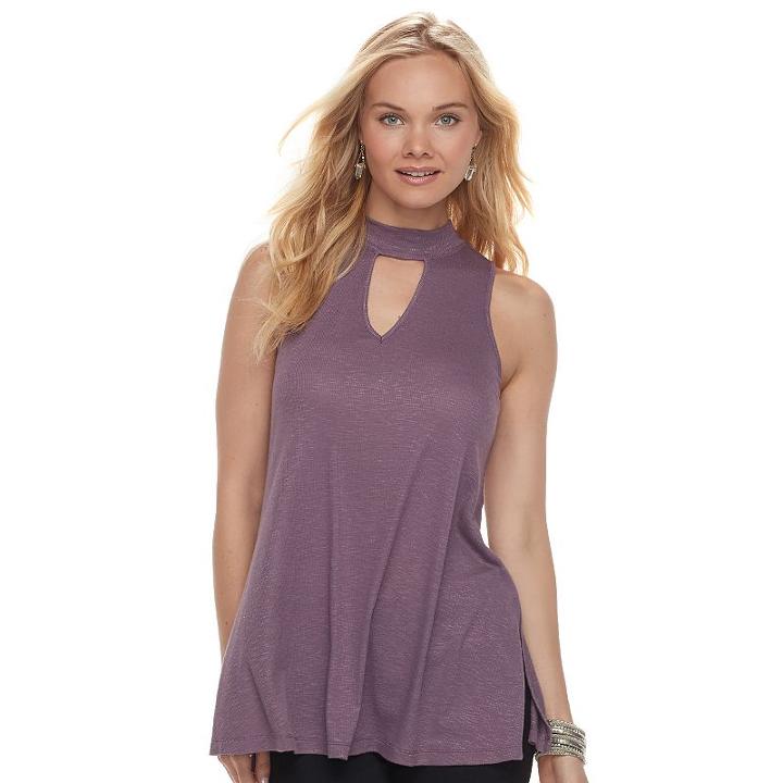 Juniors' Pink Republic Ribbed Choker Neck Tank, Teens, Size: Xs, Drk Purple