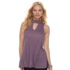 Juniors' Pink Republic Ribbed Choker Neck Tank, Teens, Size: Xs, Drk Purple