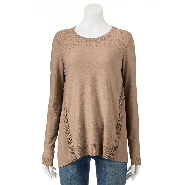 Women's Sonoma Goods For Life&trade; Mixed-media Eyelet Top, Size: Xs, Brown Oth