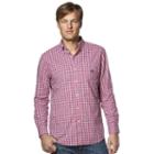 Men's Chaps Classic-fit Checked Easy-care Poplin Button-down Shirt, Size: Large, Red