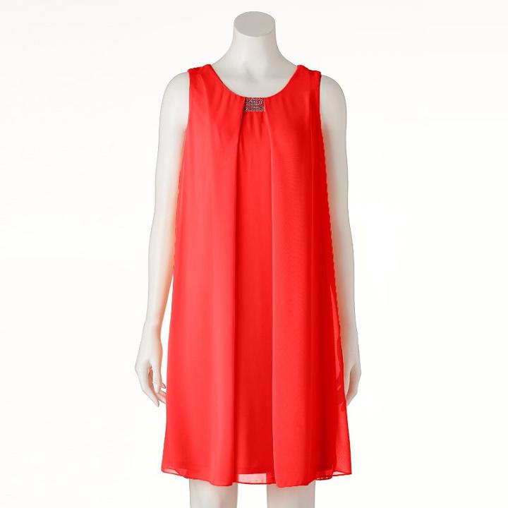 Women's Msk Embellished Chiffon Shift Dress, Size: 6, Med Orange