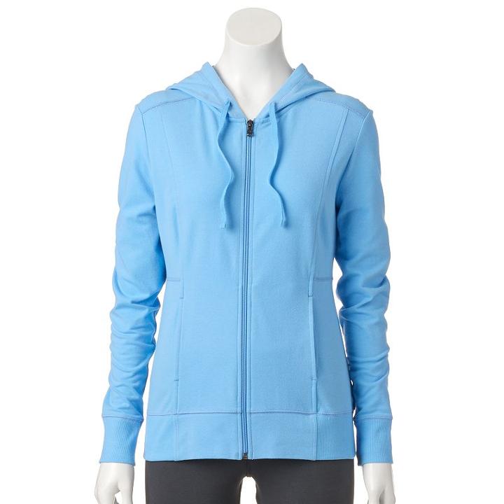 Petite Tek Gear&reg; Dry Tek Zip-front Hoodie, Women's, Size: M Petite, Med Blue