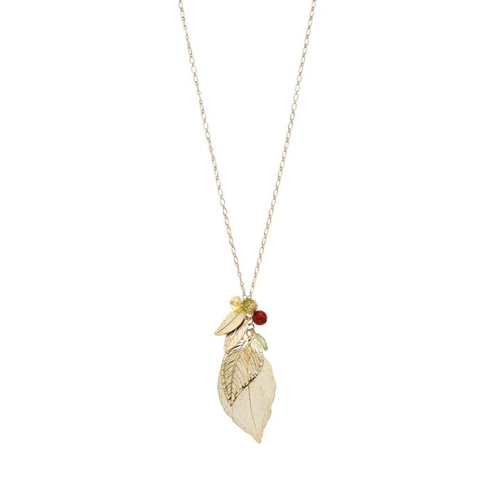 Gold Tone Long Leaf Pendant Necklace, Women's, Multicolor