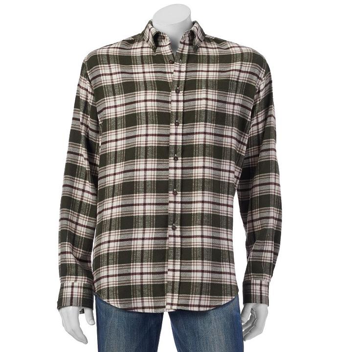 Croft & Barrow, Big & Tall &reg; Classic-fit Plaid Flannel Button-down Shirt, Men's, Size: 4xb, Dark Green