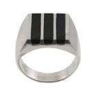 Sterling Silver Onyx Bar Ring - Men, Size: 11, Black