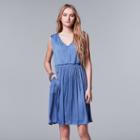 Petite Simply Vera Vera Wang Solid Smocked Dress, Women's, Size: Xs Petite, Blue (navy)