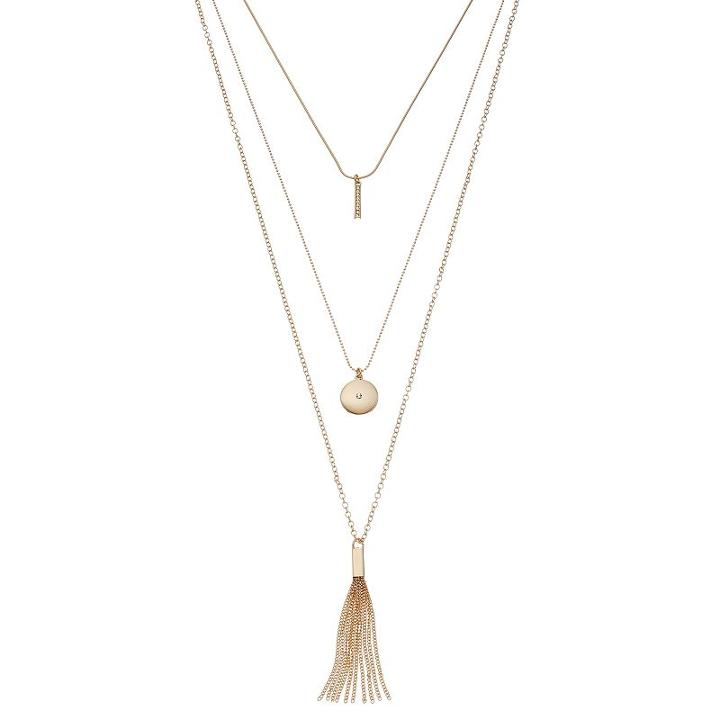 Long Layered Tassel Necklace, Women's, Gold