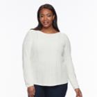 Plus Size Croft & Barrow&reg; Textured-stitch Sweater, Women's, Size: 2xl, White