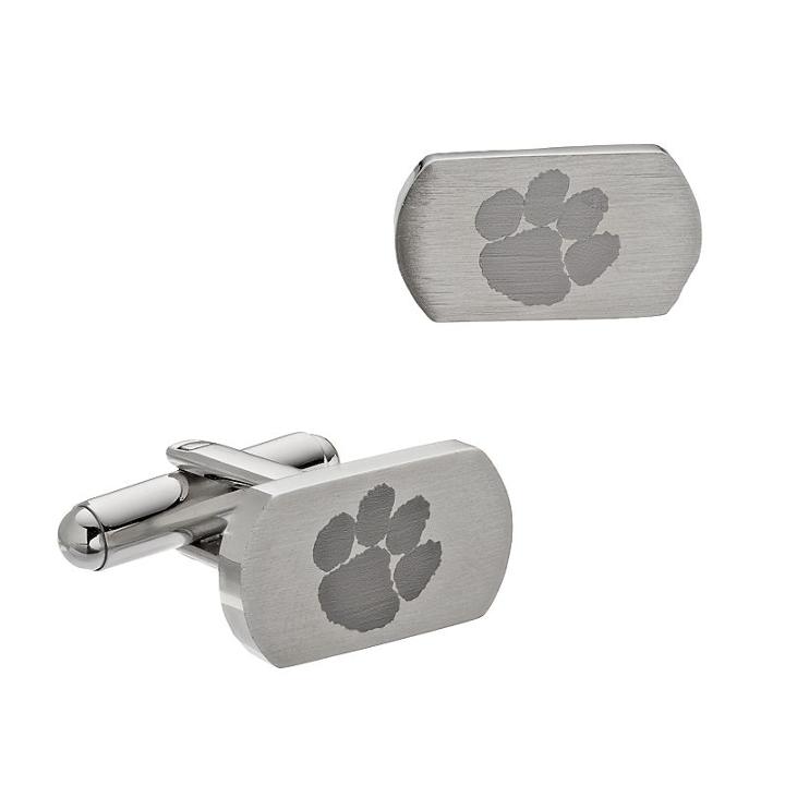 Fiora Stainless Steel Clemson Tigers Cuff Links, Men's, Grey