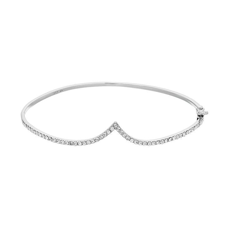 Sterling 'n' Ice Sterling Silver Crystal Chevron Bangle Bracelet, Women's, White