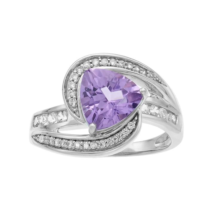 Sterling Silver Amethyst & Lab-created White Sapphire Bypass Ring, Women's, Size: 8, Purple
