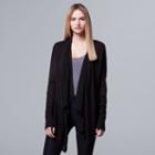 Women's Simply Vera Vera Wang Ribbed Flyaway Cardigan, Size: Small, Black