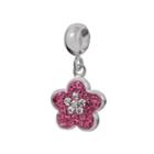 Individuality Beads Sterling Silver Crystal Flower Charm, Women's, Pink