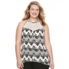 Juniors' Plus Size Candie's&reg; Shark-bite Hem Lace Tank, Girl's, Size: 2xl, White Oth