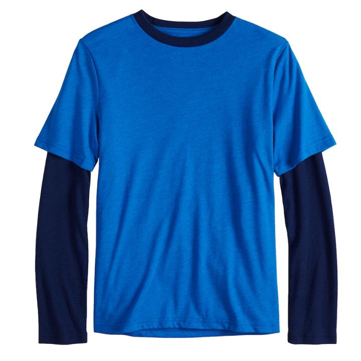 Boys 8-20 Urban Pipeline&reg; Mock-layered Tee, Size: Large, Dark Blue