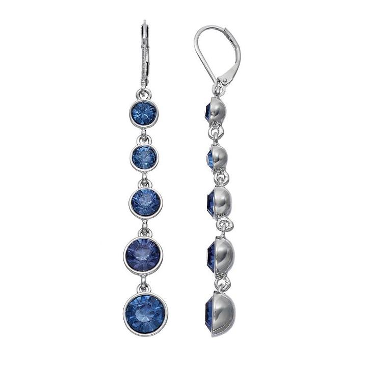 Simply Vera Vera Wang Nickel Free Graduated Blue Stone Linear Drop Earrings, Women's